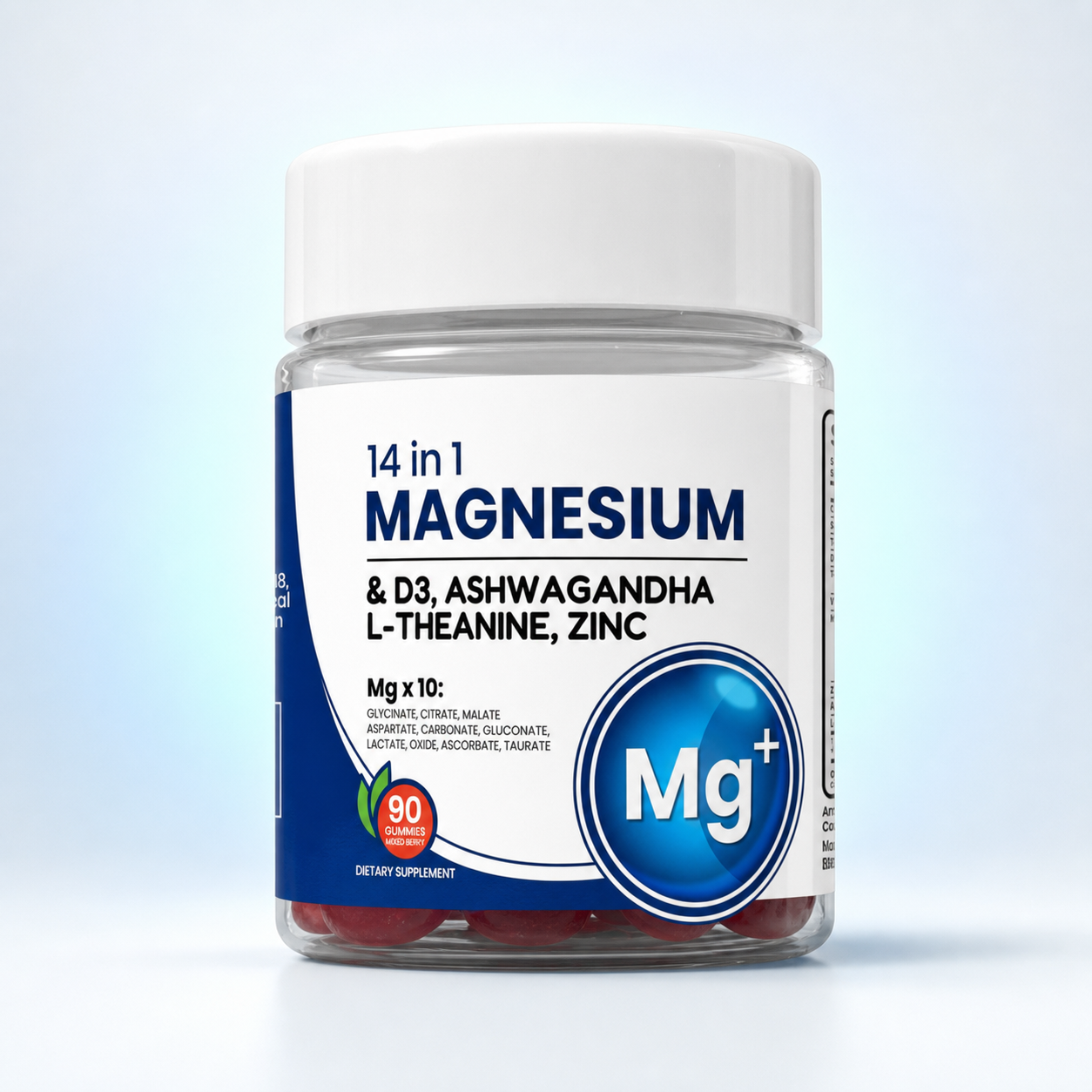 14-in-1 Magnesium gummies bottle — front label